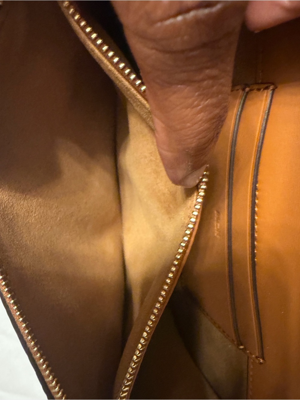 MCM Tan Visetos Crossbody Bag with Gold Chain Strap - Picture 6 of 12